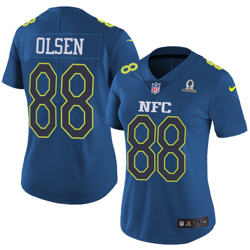 Nike Panthers #88 Greg Olsen Navy Women's Stitched NFL Limited NFC Pro Bowl Jersey